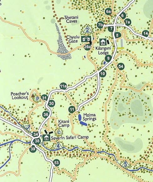 Map from park guidebook:  3S 38E is across the road from the "C" in "Kitani Camp"