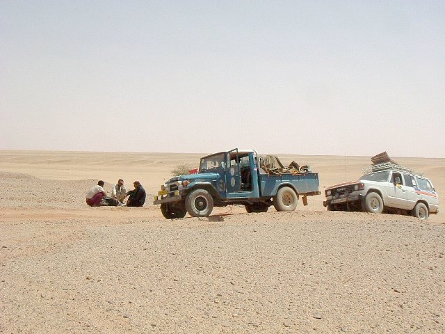 Drivers at rest c. 20 km NW of Confluence, which lay beyond vehicles