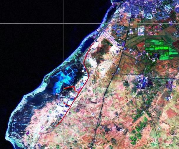 Track to Confluence on Landsat image