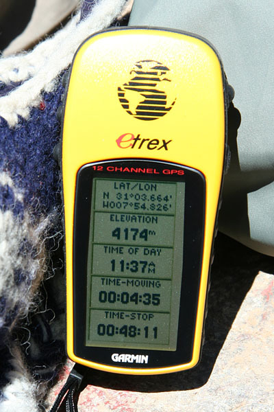 GPS readout on the summit