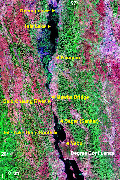 Satellite image of the degree confluence