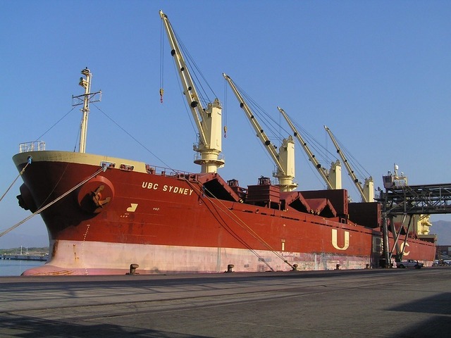 The "UBC SYDNEY" loading iron ore at Manzanillo