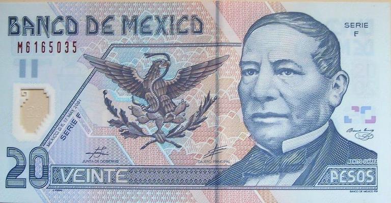 Mexico's most famous president on a 20-Pesos bill