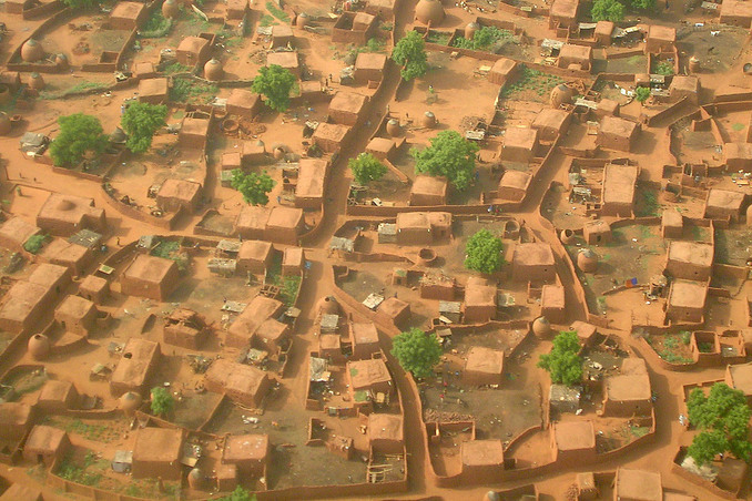 Aerial view of a Hausa village in the area