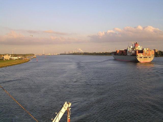 A view of the "Nieuwe Waterweg, linking Rotterdam with the sea
