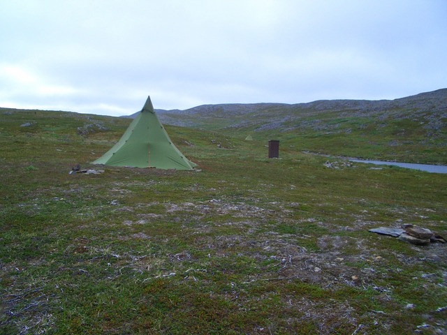 Fisherman's tent with an outdoor loo