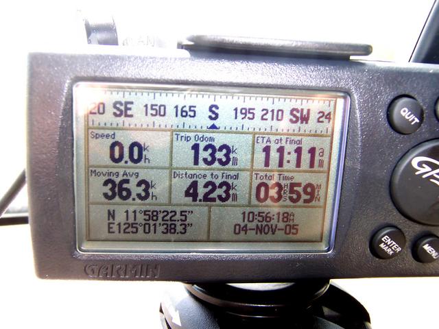 GPS telling the story of the whole trip, belatedly photograph after leaving the nearest point in Paranas.