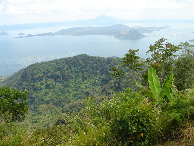 View of the Taal volcano from Tagaytay, Point is just over the back of island volcano.
