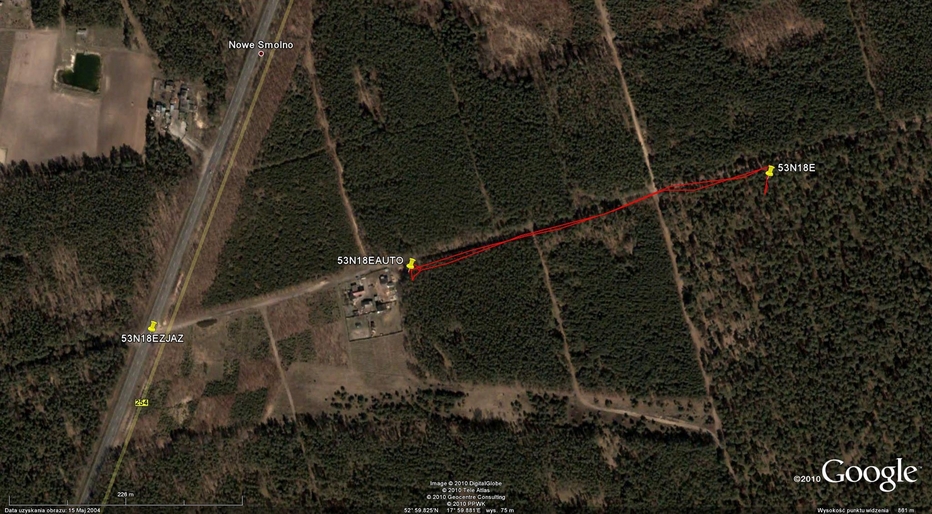 Our track on the satellite image (© Google Earth 2010) 