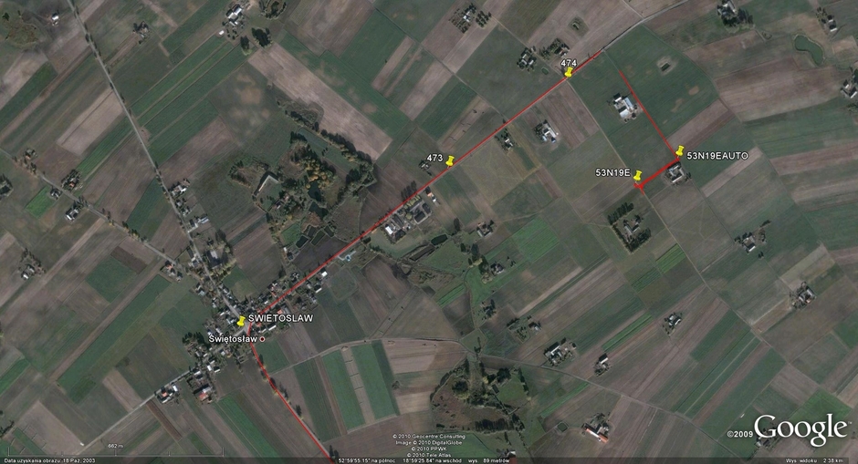 My track on the satellite image - Summer view (© Google Earth 2009)