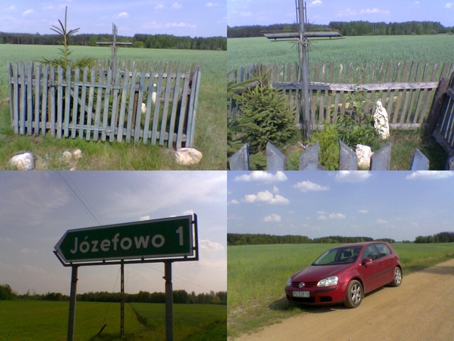My parking place near a cross at the dirt road towards Józefowo
