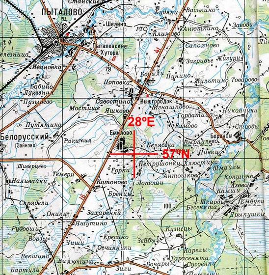 Map of CP 57N-28E environs