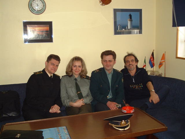 Captain Peter (right) with Border Police and Customs officials after clearing out
