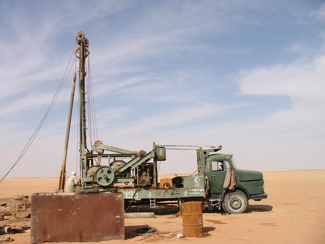 A new borehole being drilled and lined, ready to supply a new field.