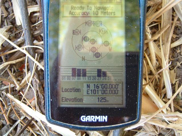 Close-up of GPS receiver showing coordinates