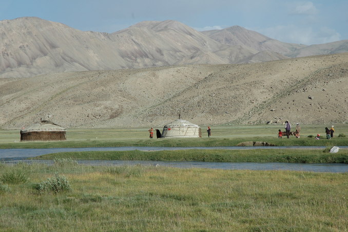 A Kyrgyz yert camp where we stopped to pick up some yogurt