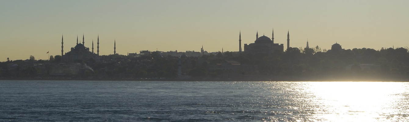 View North (of İstanbul's famed "Blue Mosque" (on the left), and "Hagia Sophia" (on the right))