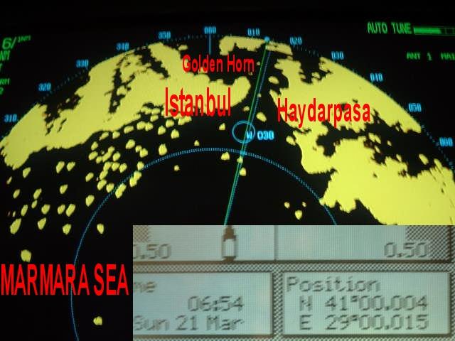 Approaching the Bosporus. The southern entrance on the radar