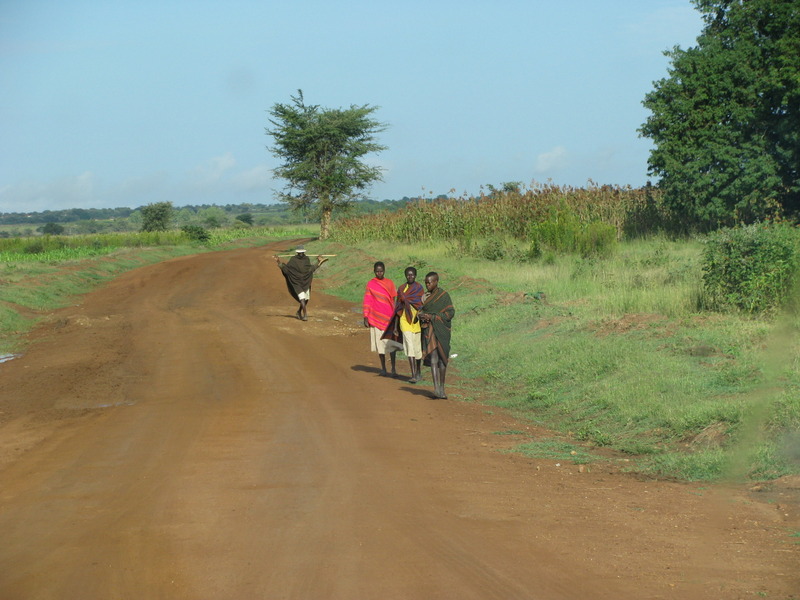Locals on their way to the field
