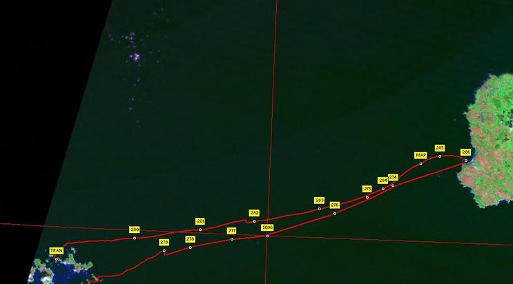 Track of route to Scillies and back