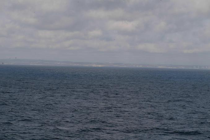view to the southwest, British coast with Sunderland visible (picture taken with 120 mm telephoto lens)
