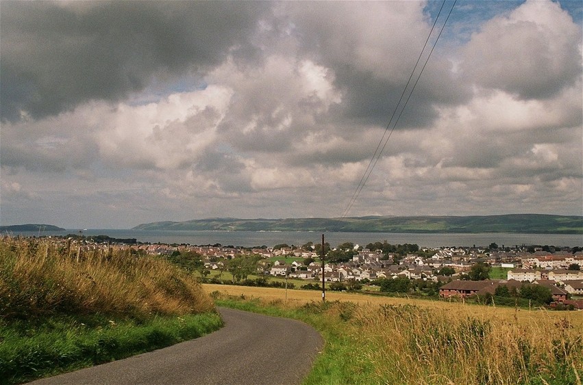 overlooking Stranraer to the confluence area on the other side of Loch Ryan