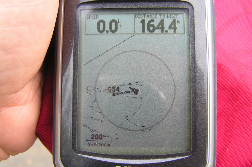 GPS reading 164 meters from the spot, at the fence.