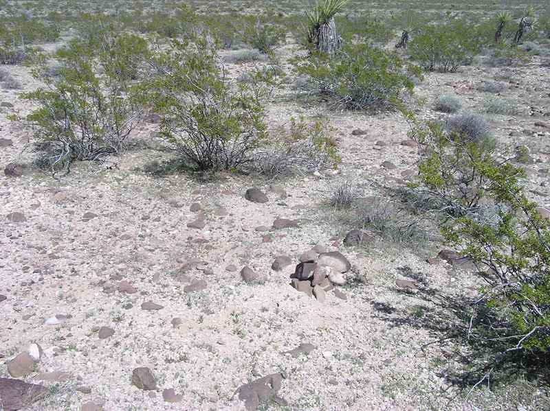 The confluence point lies among thinly-spaced sagebrush (with occasional cactus)