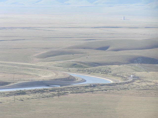 View of the Central California Aqueduct, from the confluence, looking south.