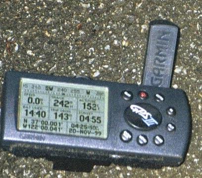 GPS display at the confluence.