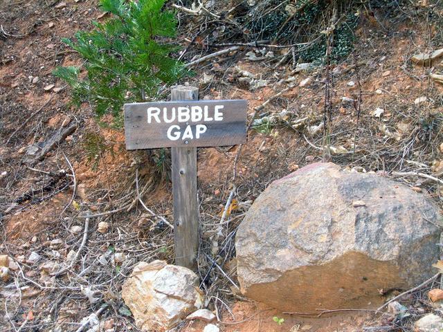 Sign at Rubble Gap - start your hike just to the right