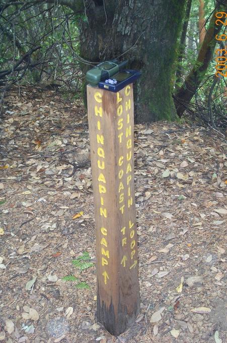 Trail marker within 30m of the confluence