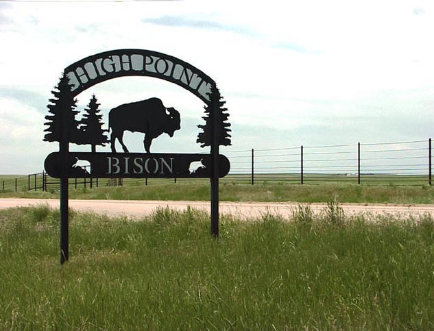 Sign at entrance to High Point Bison Ranch
