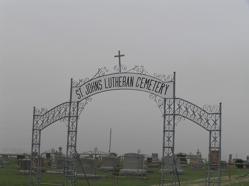 Cemetery under gray skies, about 2 km southwest of the confluence.