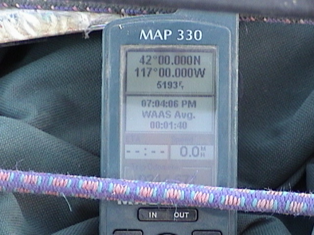 Photo of the GPS at 42N117W