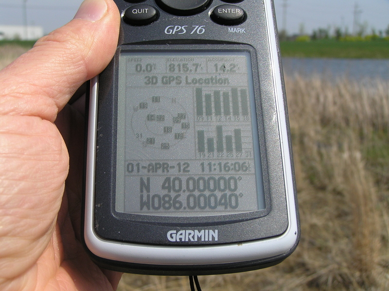 GPS reading near the confluence point.