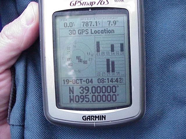 GPS unit at the confluence site.