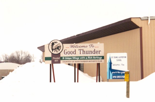 The sign leading into Good Thunder