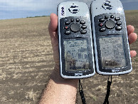 #6: GPS reading on two GPS receivers at the confluence point.