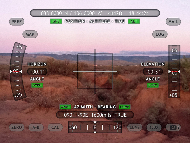 iPad View East with Theodolite App overlay of position data