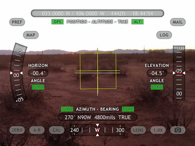 iPad View West with Theodolite App overlay of position data