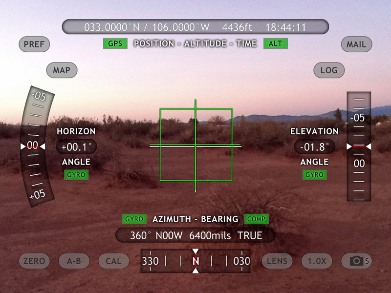 iPad View North with Theodolite App overlay of position data