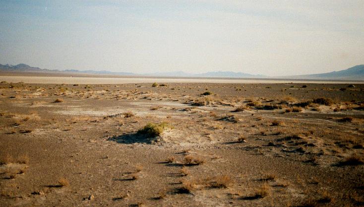 A view to the south across the dry lake bed.