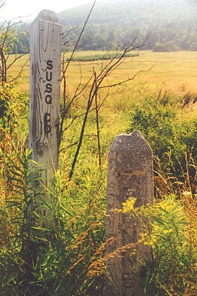 Old NY-PA state line marker on other side of 26/267