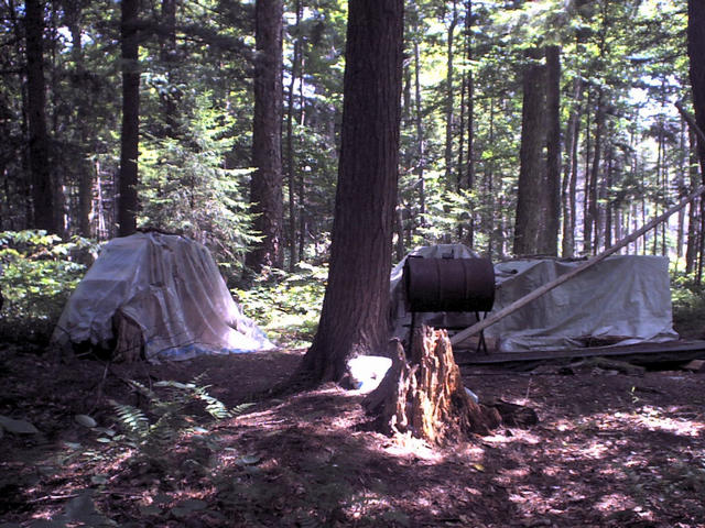 Possibly illegal wilderness camp a half mile northwest