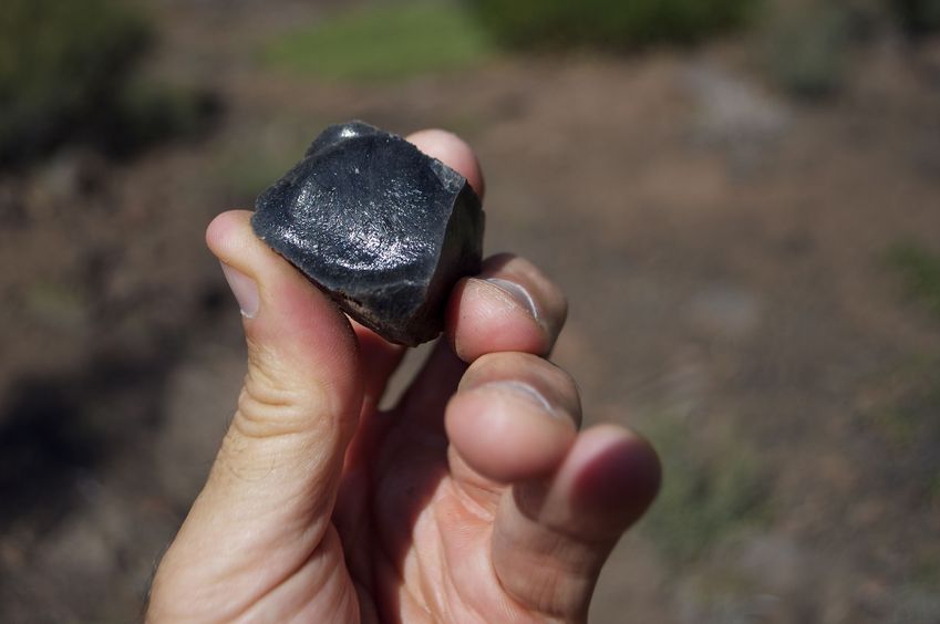 A piece of volcanic obsidian - one of many strewn around this area