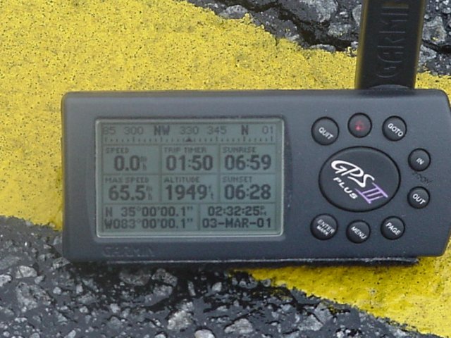 The GPS on the yellow line in middle of road