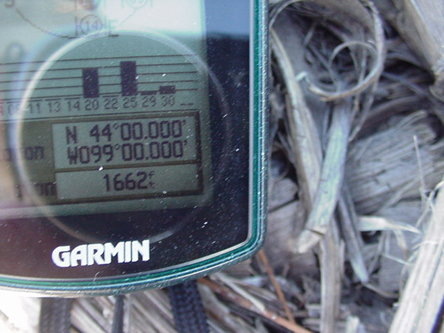 The GPS reading at the site.