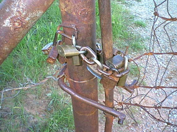A "chain" of pad locks.
