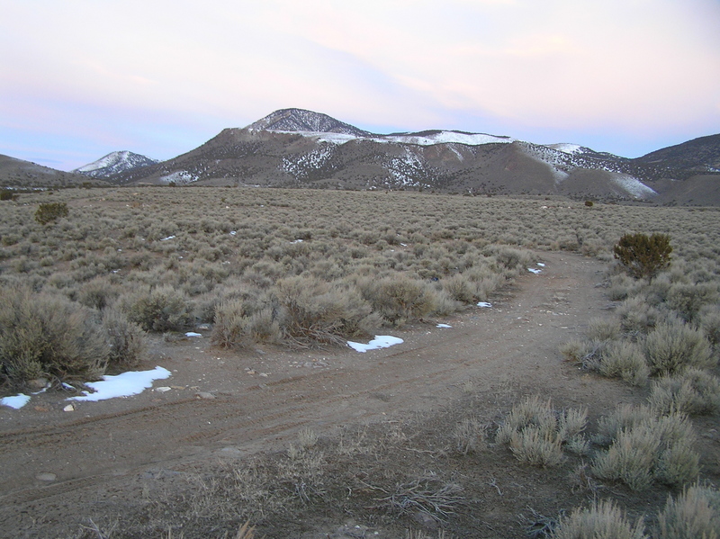 Site of 40 North 112 West, looking west.  The confluence lies 4 meters to the left of the trail, to the left of the lone tree in the center right of the photograph.
